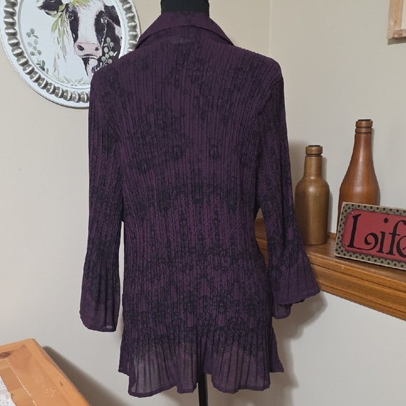 Fashion Bug Deep Purple Blouse with Ruffle Detail - Picture 2 of 4